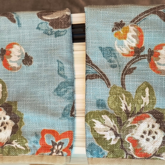 Linden Street Set Of 2 Teal Floral Reverse Cottage Core Pillow Shams Standard - Picture 3 of 7